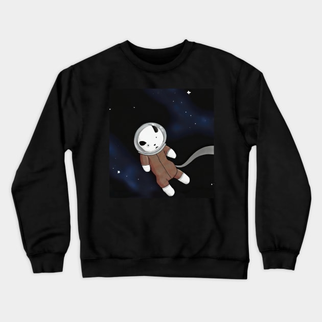 Puppy Laika Astronaut in Outer Space Cute Children's Illustration Crewneck Sweatshirt by SubtleSplit